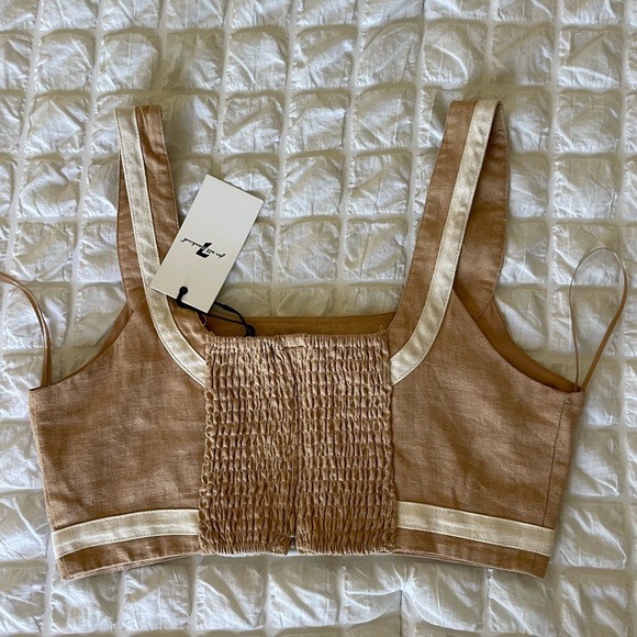 7 for All Mankind linen blend casual crop top - Picture 3 of 7